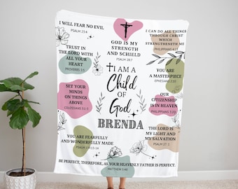 Manta cristiana personalizada: versículo bíblico, nombre personalizado, regalo religioso