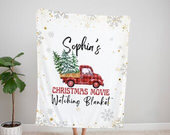 Manta navideña personalizada de película: manta polar con nombre familiar personalizado