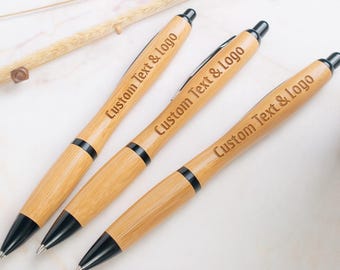 Custom Engraved Bamboo Pens: Bulk Personalized Business Logo Pens