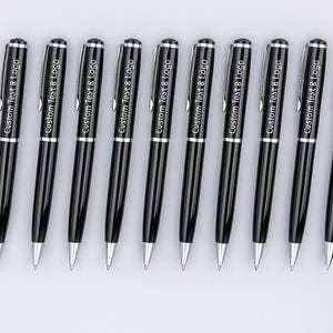 Custom Engraved Black & Silver Metal Ballpoint Pen: Executive Gift, Company Logo