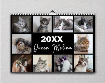 Personalized Cat Photo Wall Calendar 2026: Custom Pet Lover Gift