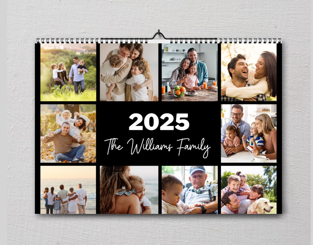 Custom Family Photos Calendar 2025,personalized Familly Photos Wall