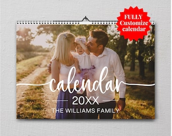Fully Custom Photo Collage Wall Calendar: Personalized Family Gift,Custom Family Photos Calendar,Gifts for family