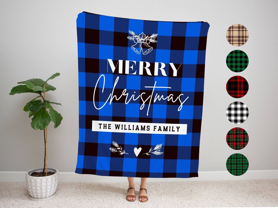 Personalized christmas blanket custom family name blanket custom