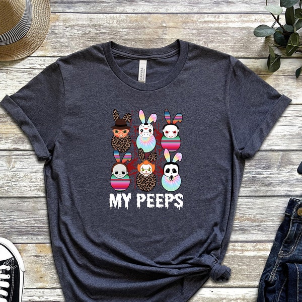 Horror Movie Characters Peeps Shirt, Easter Horror Eggs Shirt, Horror Movie Easter Shirt, Horror Easter, Michael Myers Easter T-shirt