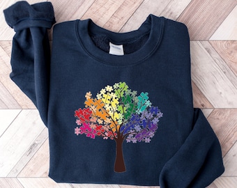 Autism Light Bulb Puzzle Sweatshirt, Autism Awareness Month Shirt, SPED Teacher Sweater, Autistic Mom T-Shirt, Neurodiversity, Inclusion