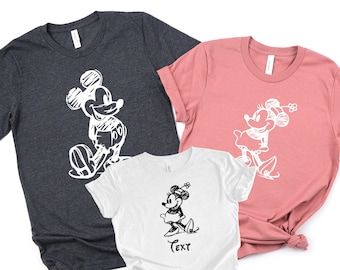 Disney Mickey and Minnie Mouse Sketch Shirt, Disneyland, Disney World Shirts, Girlfriend Boyfriend Matching Shirts, Gift For Disney Shirts