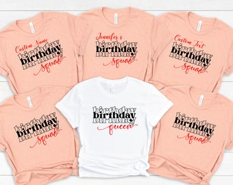Birthday Queen and Birthday Squad Shirt, Family Birthday Shirt, Girls Matching Birthday Shirt, Personalized, Bday Party Shirt For Girls