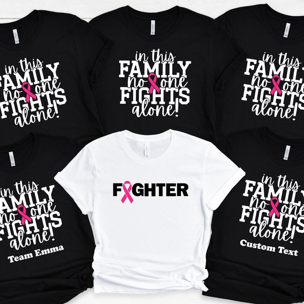 In This Family No Body Fights Alone Breast Cancer Support Shirt, Breast Cancer Fighter Shirt, Matching Cancer Support Group Shirt For Family