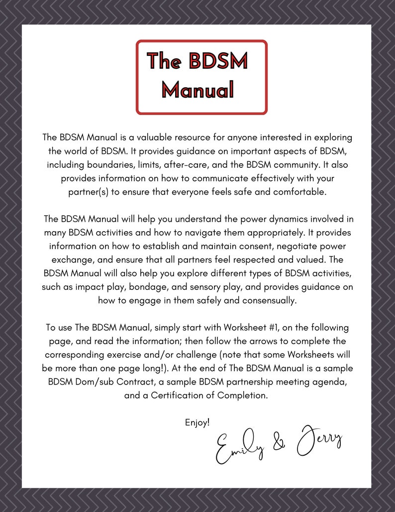 The BDSM Manual Printable &amp; Fillable 55 Total Pages, Worksheets, Information, Challenges More ...