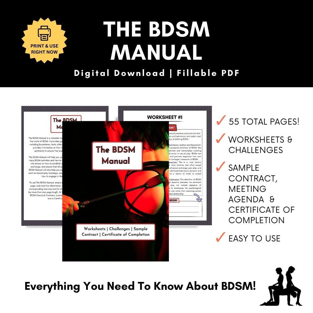 The BDSM Manual | Printable &amp; Fillable | 55 Total Pages, Worksheets, Information, Challenges ...