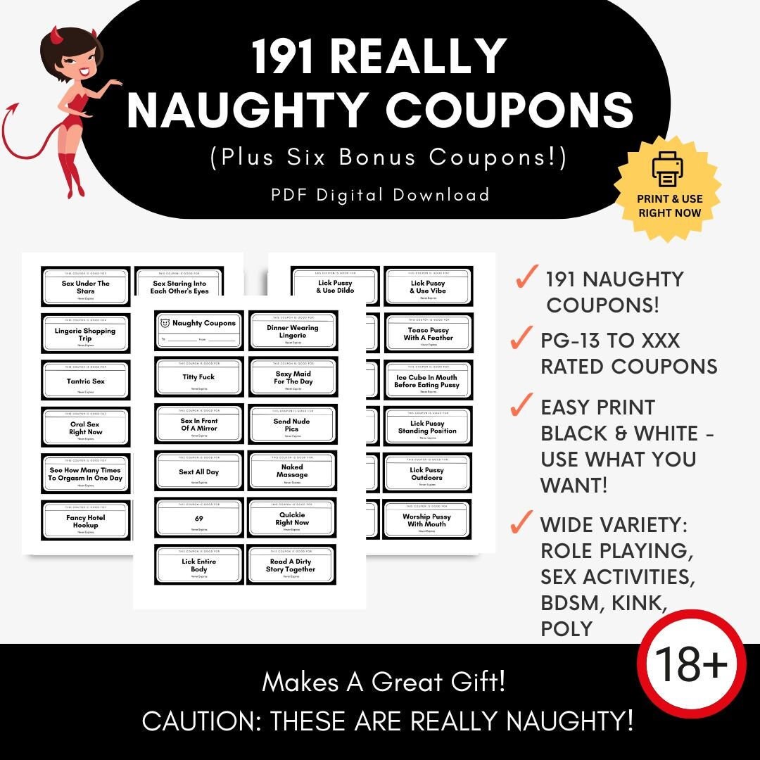 191 Naughty Coupons + 6 Bonus | Download, Print + Use! | Erotic, Adult ...