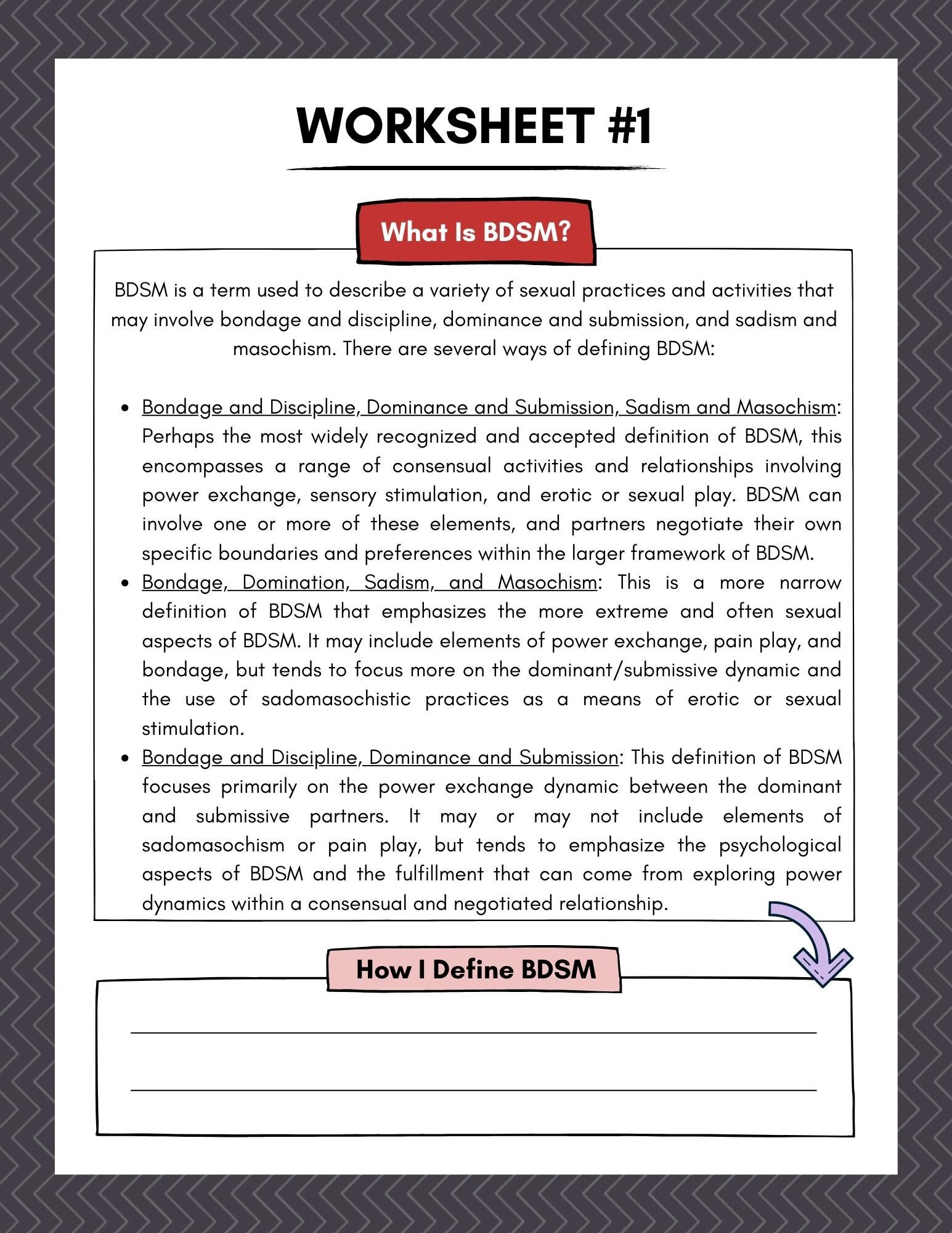 The BDSM Manual | Printable &amp; Fillable | 55 Total Pages, Worksheets, Information, Challenges ...