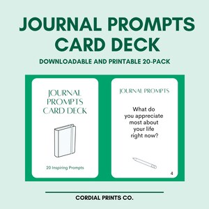 Journal Prompts Card Deck • 20 Printable Cards • Journaling Prompts, Ideas, and Inspiration for All Ages