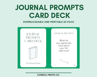 Journal Prompts Card Deck • 20 Printable Cards • Journaling Prompts, Ideas, and Inspiration for All Ages