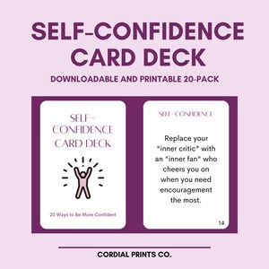 Baraja de cartas de confianza en uno mismo • 20 tarjetas imprimibles • Consejos y trucos de confianza para todas las edades