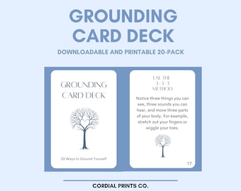 Grounding Card Deck • 20 Printable Cards • Grounding Techniques and Ideas for All Ages