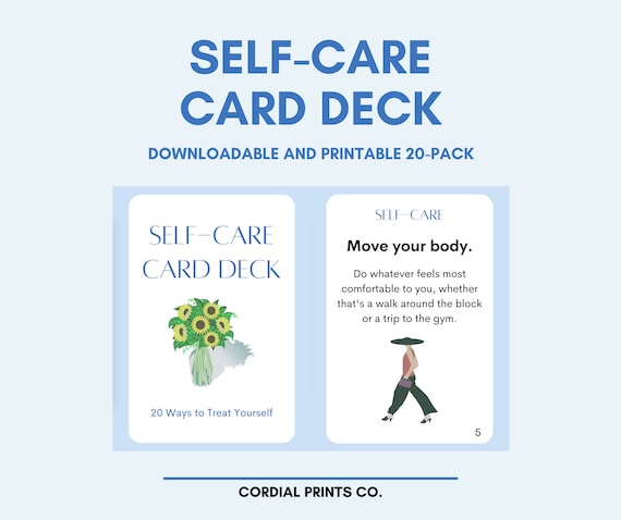Self-Care Card Deck • 20 Printable Cards • Self Care Activities, Ideas, and Inspiration for All Ages