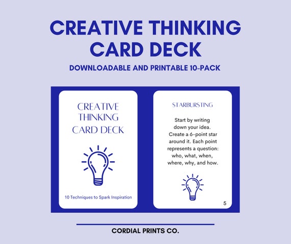 Creative Thinking Card Deck • 10 Printable Cards • Creativity Techniques and Ideas for All Ages