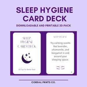 Mazzo di carte sull'igiene del sonno • 20 carte stampabili • Consigli per un sonno sano per tutte le età
