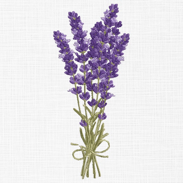 Bouquet of Lavender Embroidery Design Lavender Flower Design Wildflower Embroidery Design Machine Embroidery Files 5 Sizes Digital Download