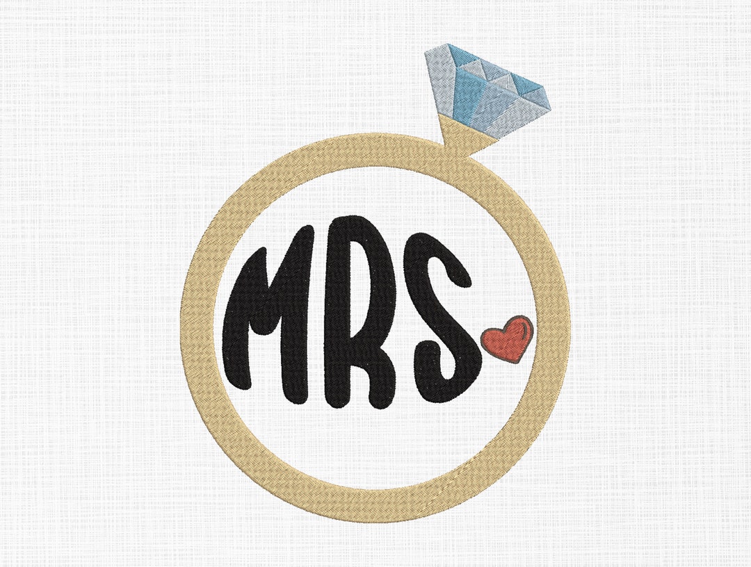 Wedding Ring Embroidery Design Bride Embroidery Mrs. Etsy
