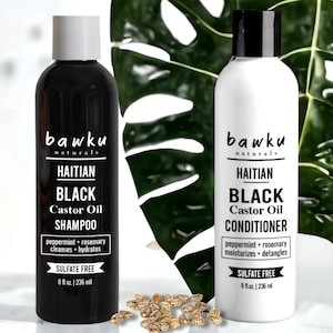 Haitian Black Castor Oil 100% Lwil Maskriti Scalp Care Tingling Shampoo And Conditioner With Peppermint And Rosemary
