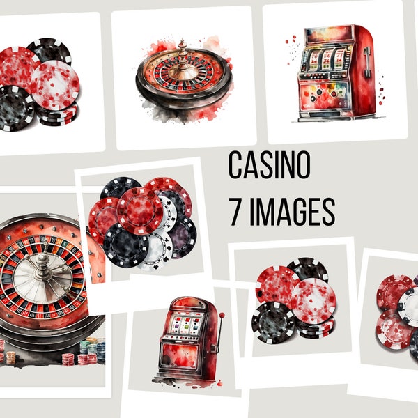 Casino Clipart Bundle PNG Game Night Art Game Room Wall Art Digital Roulette Art Slot Machine Art Instant Download Commercial Use No License