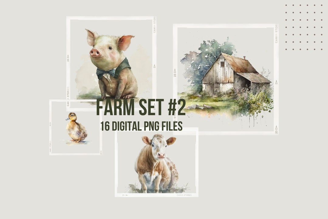 Farm Animal Clipart Set Watercolor Duck Clipart Pig Clip Art - Etsy ...