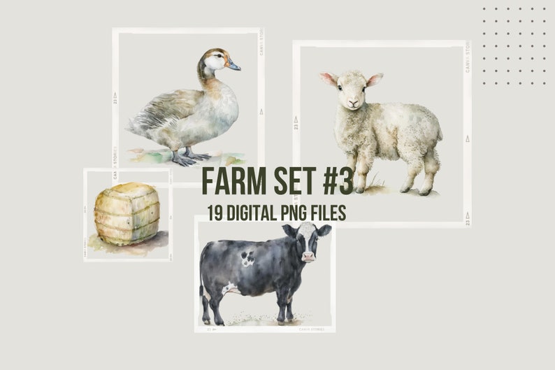 Watercolor Farm Animal Clipart Bundle Nursery Wall Art, Sheep Clipart ...