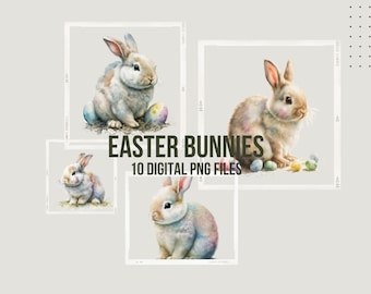 Easter Bunny PNG Clipart, Spring Clipart, Seasonal Art, Nursery Wall Art, Rabbit Digital Art, Instant Download, Commercial Use, No License