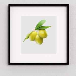 Olive Branch Wall Art, Mediterranean Kitchen Decor, Green Olives Print, Rustic Dining Room Artwork, Digital Download