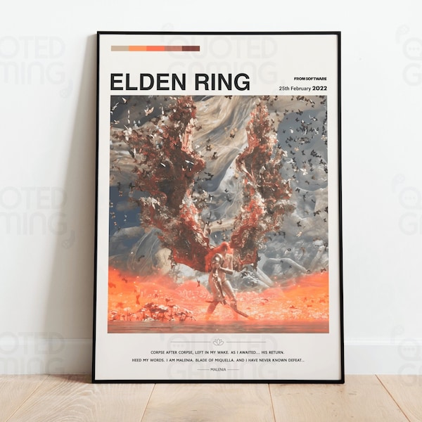 Elden Ring (2022) for Ps5, Xbox, Pc - Video Game Poster, Minimalist, Malenia Fight, Home Decor, Wall Art, Videogame Quotes, FromSoftware