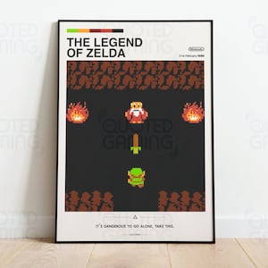 The Legend of Zelda (1996) - Videospiel Poster, Minimalistisch, Link, Gefährlich, allein zu gehen, Home Decor, Wand Kunst, Videospiel Zitate, Nintendo