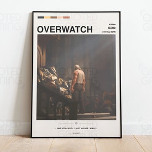 Overwatch (2016) - Video Game Poster, Minimalist, Reinhardt, Honor and Glory, Home Decor, Wall Art, Videogame Quotes, Activision Blizzard