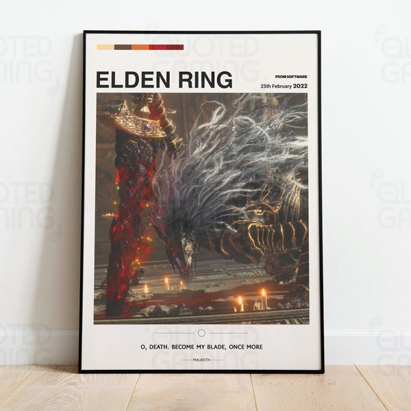 Elden Ring (2022) para PS5 - Pôster de videogame, Minimalista, Luta de Maliketh, Decoração de casa, Arte de parede, Citações de videogame, FromSoftware