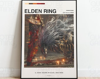Elden Ring (2022) for Ps5- Video Game Poster, Minimalist, Maliketh Fight, Home Decor, Wall Art, Videogame Quotes, FromSoftware