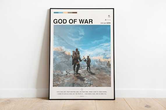 God of War (2018) for Ps4 - Video Game Poster, Minimalist, Kratos, Atreus, Home Decor, Wall Art, Videogame Quotes, Santa Monica Studios