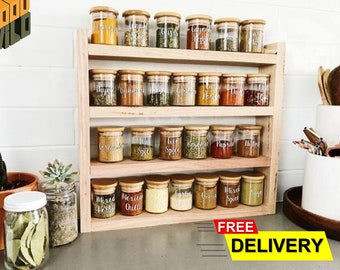 Wood Spice Rack|Wooden Shelf For Spice| Countertop Spice