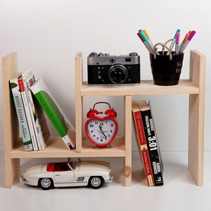 Wooden Bookshelf for Desktop, Multi-Eye Book Stand Tabletop Wooden Bookshelf, Wooden Bookcase, Book Organizer, Shelf Decor, Gift for Office