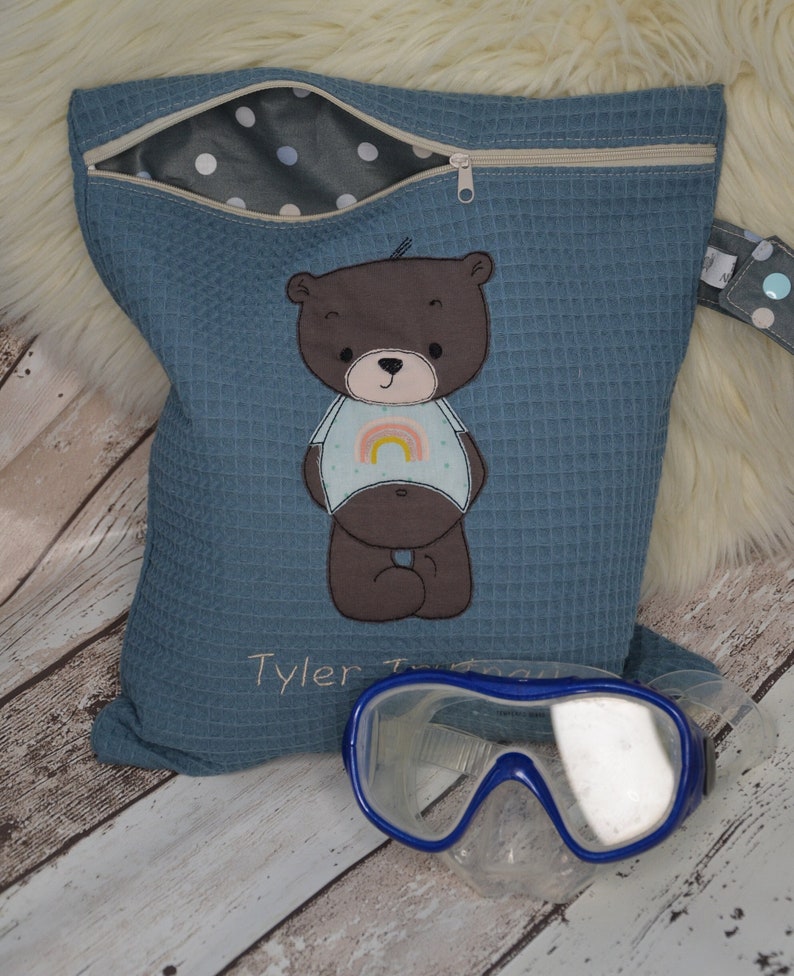 Wetbag Nasstasche Schwimmbeutel Kindergartentasche Teddy Bild 1