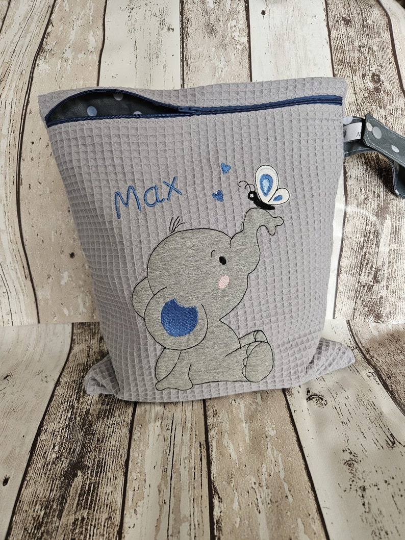 Wetbag Nasstasche Schwimmbeutel Kindergartentasche Elefant Bild 4