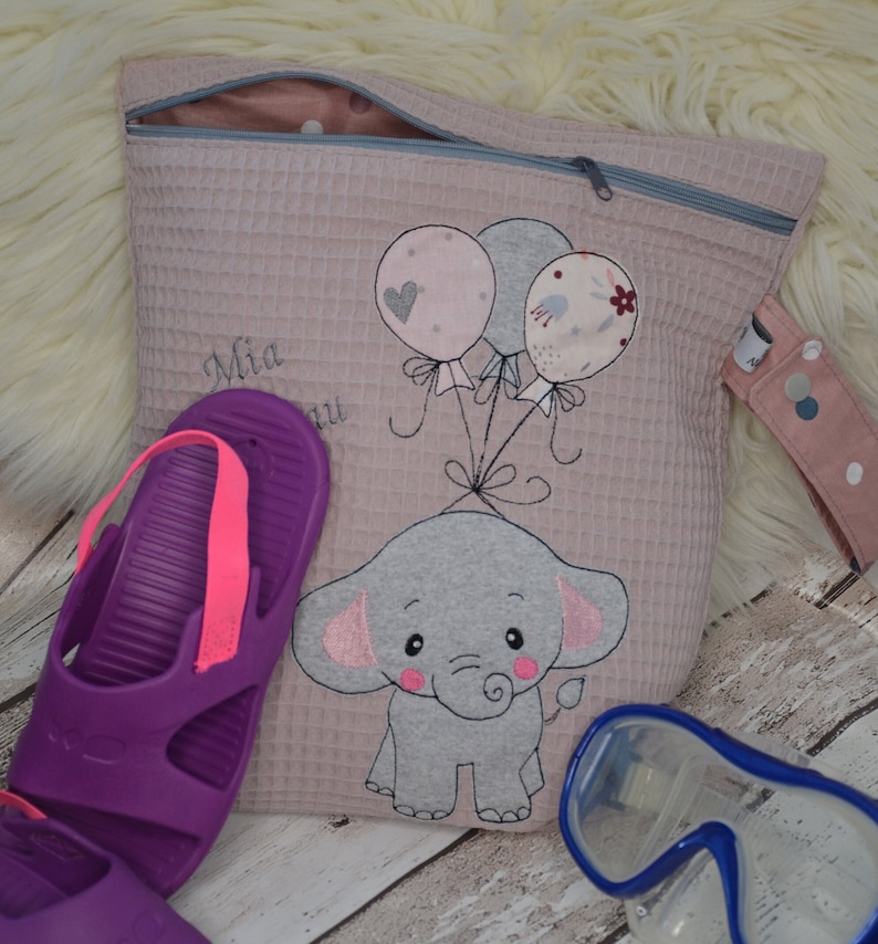 Wetbag Nasstasche Schwimmbeutel Kindergartentasche Elefant Bild 2