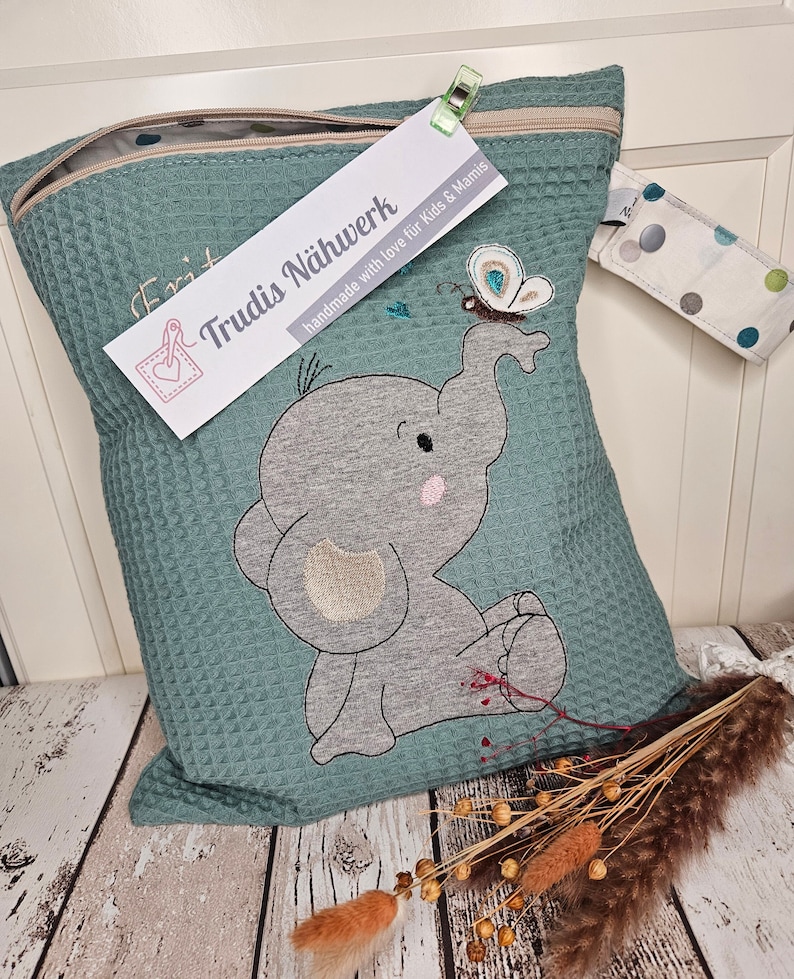 Wetbag Nasstasche Schwimmbeutel Kindergartentasche Elefant Bild 2