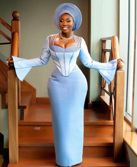 blue form fitting dress Tatum Fitted Maxi Dress with Leg Slit main image 0