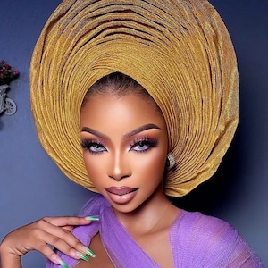 African autogele, ready to wear gele, African hat, traditional wedding hat, pre-tied headgear, headwrap, Headtie,