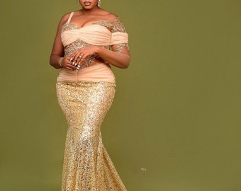 African Wedding Reception Dress, Prom Dress with Corset, Mermaid Evening Dress, Corset Evening Dress Y1459 main image 1