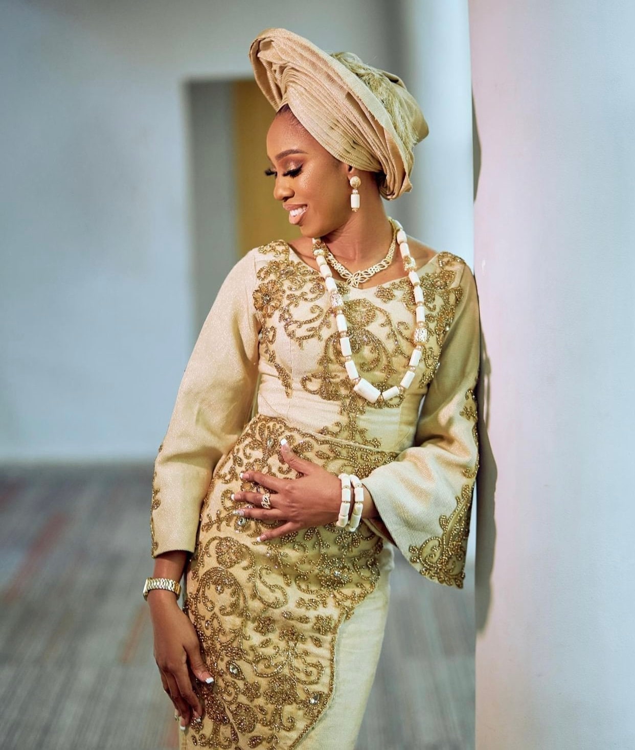 Party dress, wedding dress, African bride dress, champagne gold dress,Quality aso oke, aso ofi, Africa dress, prom dress, engagement dress
