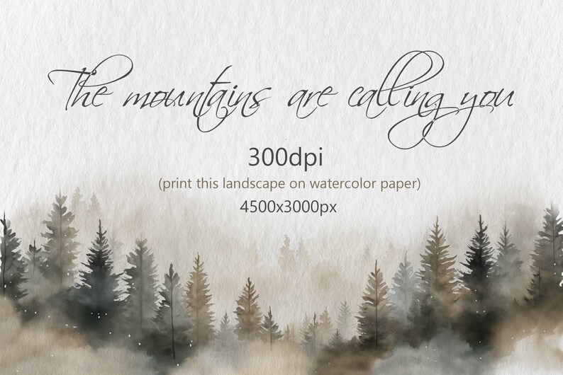 watercolor-misty-pine-forest-landscapes-winter-forest-scenery-clipart
