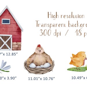 Watercolor Chicken Clipart: Farm Animals, Chicks & Eggs (18 PNG) - Etsy